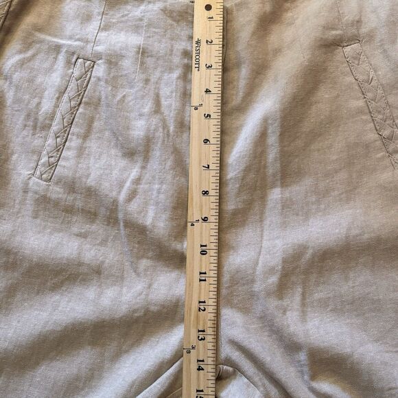 Jason Wu Women's Wide Leg Pants Linen Beige Braid Detail Slash Pocket Size 10 - Picture 4 of 11